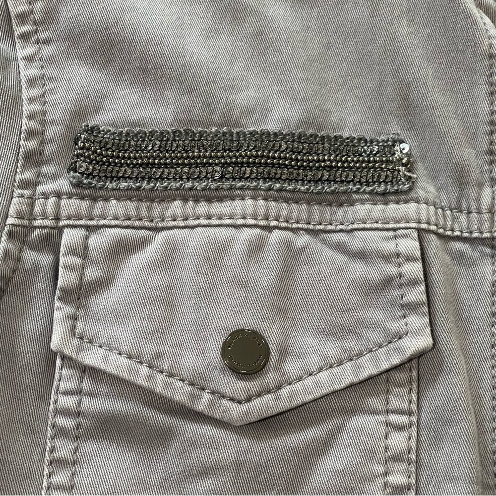 WHBM Military Jacket Gunmetal Ballchain Accents in Washed Gray XXS - Picture 4 of 11